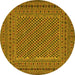 Round Machine Washable Persian Yellow Traditional Rug, wshtr3041yw