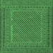 Square Machine Washable Persian Emerald Green Traditional Area Rugs, wshtr3041emgrn