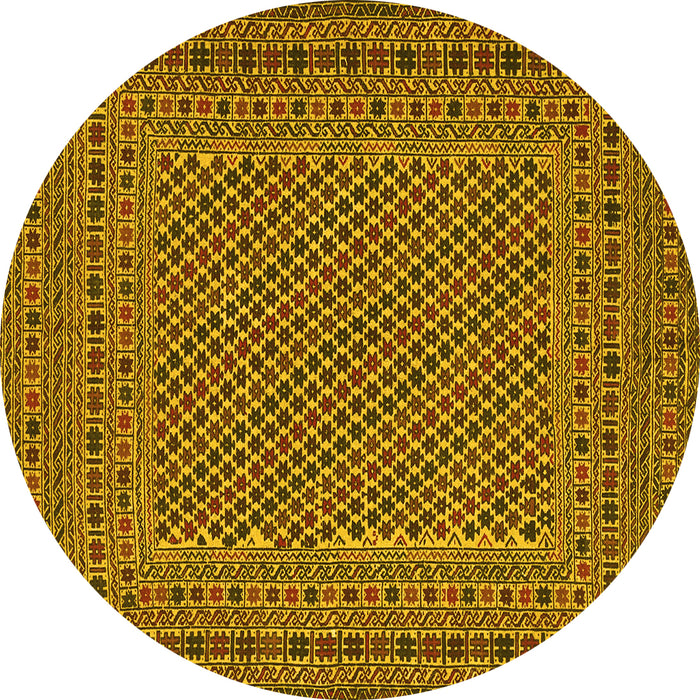 Round Persian Yellow Traditional Rug, tr3041yw
