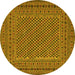 Round Persian Yellow Traditional Rug, tr3041yw