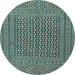 Round Machine Washable Persian Light Blue Traditional Rug, wshtr3042lblu