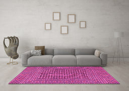 Machine Washable Persian Pink Traditional Rug in a Living Room, wshtr3042pnk
