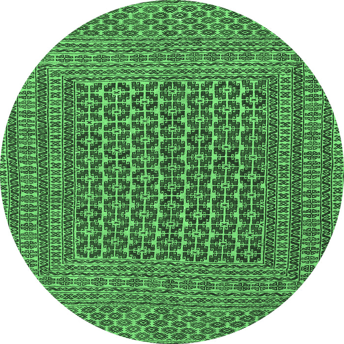 Round Machine Washable Persian Emerald Green Traditional Area Rugs, wshtr3042emgrn