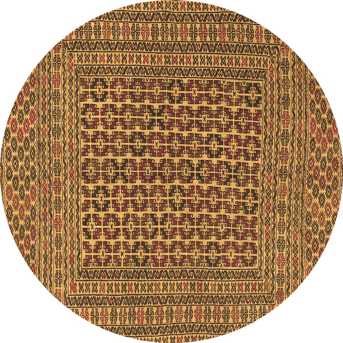 Round Persian Brown Traditional Rug, tr3042brn