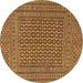 Round Persian Brown Traditional Rug, tr3042brn