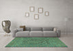 Machine Washable Persian Turquoise Traditional Area Rugs in a Living Room,, wshtr3042turq