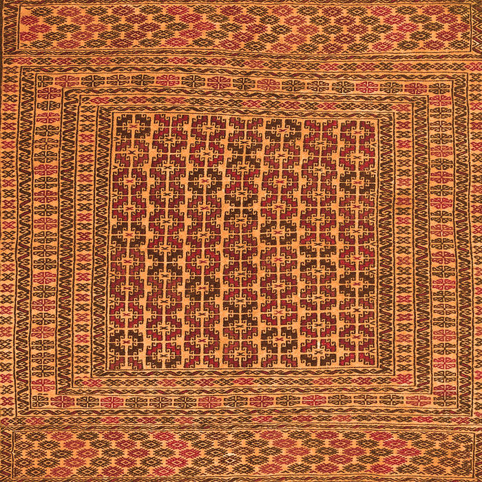 Round Machine Washable Persian Orange Traditional Area Rugs, wshtr3042org