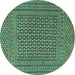 Round Persian Turquoise Traditional Rug, tr3042turq