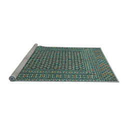 Sideview of Machine Washable Persian Light Blue Traditional Rug, wshtr3042lblu