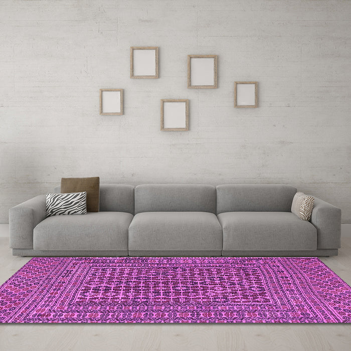 Machine Washable Persian Purple Traditional Area Rugs in a Living Room, wshtr3042pur