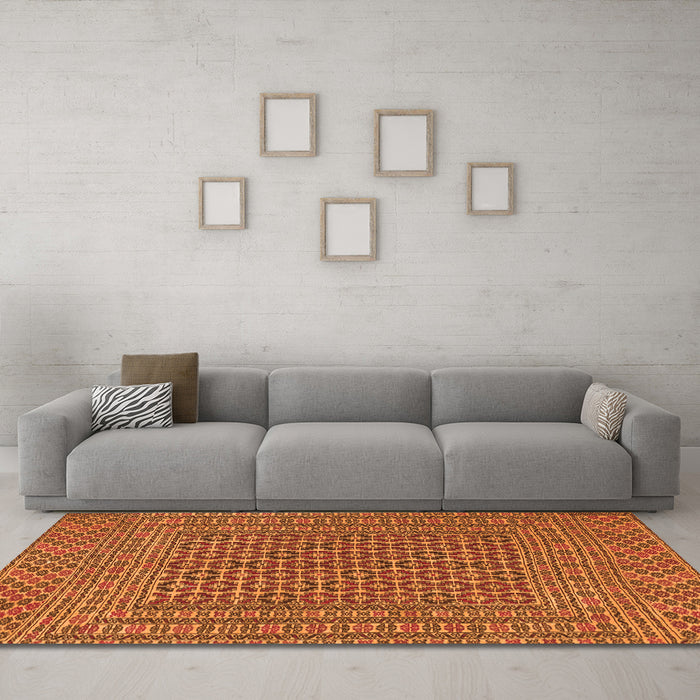 Machine Washable Persian Orange Traditional Area Rugs in a Living Room, wshtr3042org
