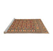 Sideview of Machine Washable Traditional Brown Red Rug, wshtr3043