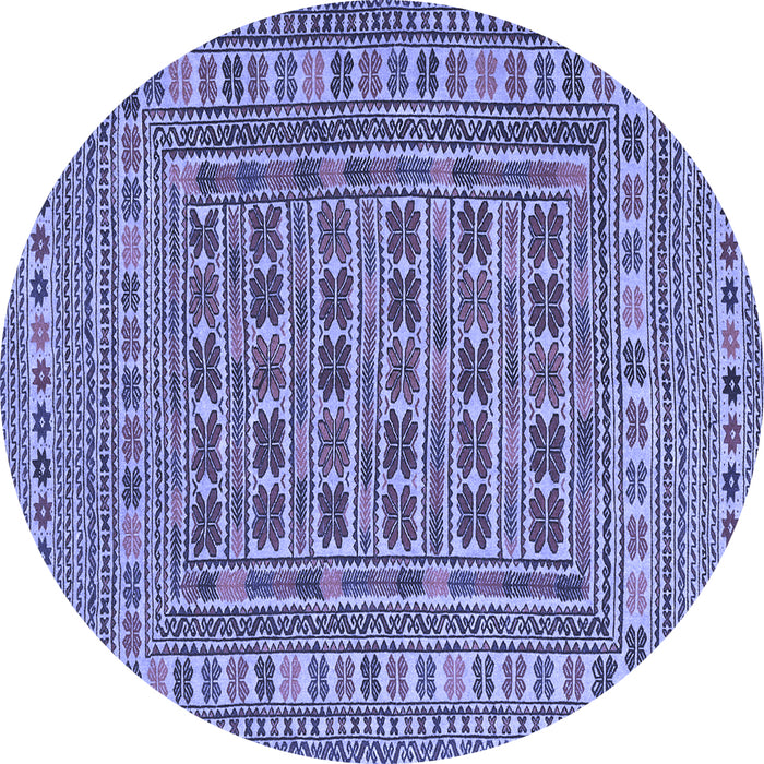 Round Machine Washable Southwestern Blue Country Rug, wshtr3043blu