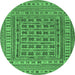 Round Southwestern Emerald Green Country Rug, tr3043emgrn