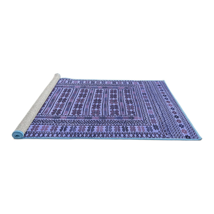 Sideview of Machine Washable Southwestern Blue Country Rug, wshtr3043blu