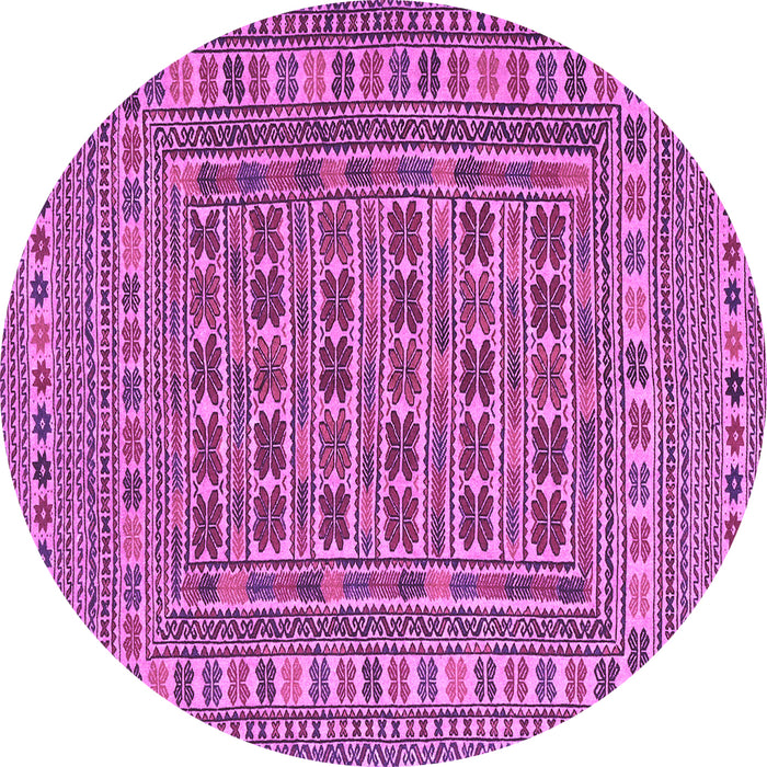 Round Machine Washable Southwestern Purple Country Area Rugs, wshtr3043pur