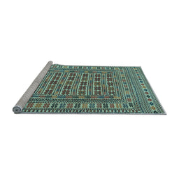 Sideview of Machine Washable Southwestern Light Blue Country Rug, wshtr3043lblu