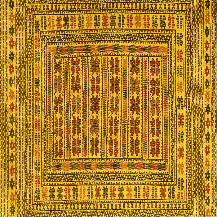 Square Machine Washable Southwestern Yellow Country Rug, wshtr3043yw