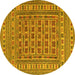 Round Southwestern Yellow Country Rug, tr3043yw