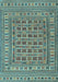 Machine Washable Southwestern Light Blue Country Rug, wshtr3043lblu