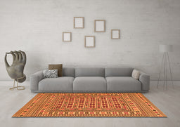 Machine Washable Southwestern Orange Country Area Rugs in a Living Room, wshtr3043org