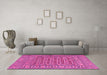 Machine Washable Southwestern Pink Country Rug in a Living Room, wshtr3043pnk