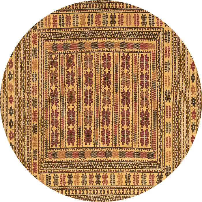 Round Machine Washable Southwestern Brown Country Rug, wshtr3043brn