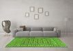 Machine Washable Southwestern Green Country Area Rugs in a Living Room,, wshtr3043grn