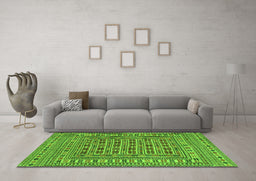 Machine Washable Southwestern Green Country Area Rugs in a Living Room,, wshtr3043grn