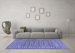 Machine Washable Southwestern Blue Country Rug in a Living Room, wshtr3043blu