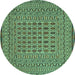 Round Southwestern Turquoise Country Rug, tr3044turq