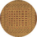 Round Machine Washable Southwestern Brown Country Rug, wshtr3044brn