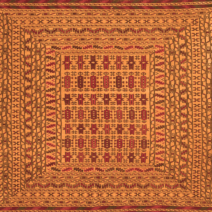 Round Machine Washable Southwestern Orange Country Area Rugs, wshtr3044org