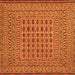 Round Machine Washable Southwestern Orange Country Area Rugs, wshtr3044org