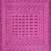 Square Machine Washable Southwestern Pink Country Rug, wshtr3044pnk