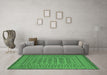 Machine Washable Southwestern Emerald Green Country Area Rugs in a Living Room,, wshtr3044emgrn