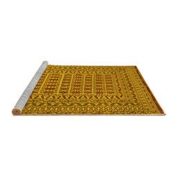 Sideview of Machine Washable Southwestern Yellow Country Rug, wshtr3044yw