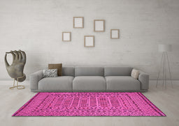Machine Washable Southwestern Pink Country Rug in a Living Room, wshtr3044pnk