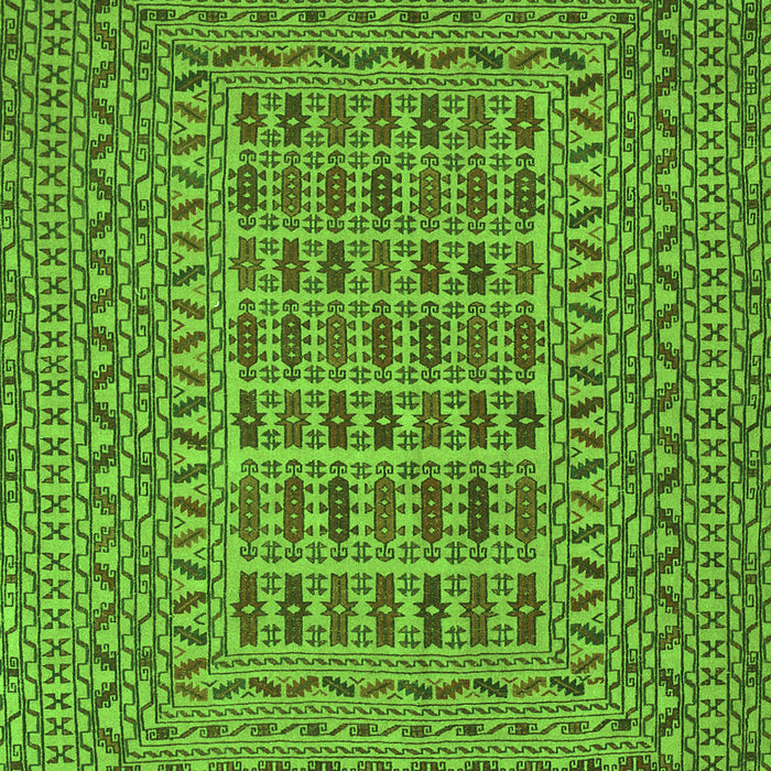 Serging Thickness of Machine Washable Southwestern Green Country Area Rugs, wshtr3044grn