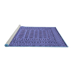 Sideview of Machine Washable Southwestern Blue Country Rug, wshtr3044blu