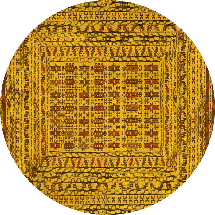 Round Southwestern Yellow Country Rug, tr3044yw