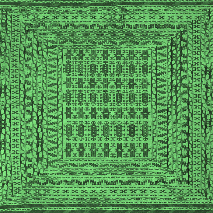 Square Machine Washable Southwestern Emerald Green Country Area Rugs, wshtr3044emgrn