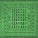 Square Machine Washable Southwestern Emerald Green Country Area Rugs, wshtr3044emgrn