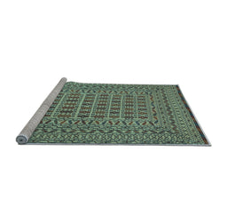 Sideview of Machine Washable Southwestern Light Blue Country Rug, wshtr3044lblu