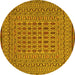 Round Machine Washable Southwestern Yellow Country Rug, wshtr3044yw