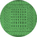 Round Southwestern Emerald Green Country Rug, tr3044emgrn