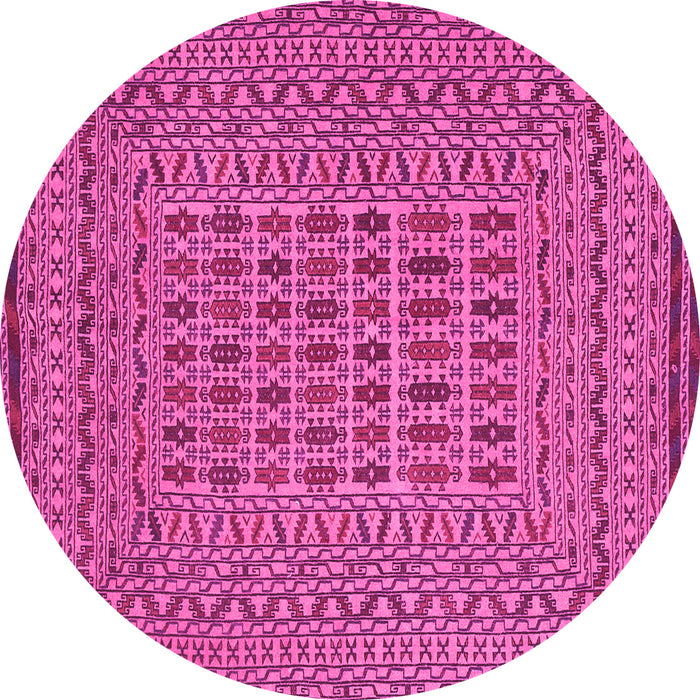 Round Machine Washable Southwestern Pink Country Rug, wshtr3044pnk