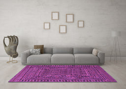Machine Washable Southwestern Purple Country Area Rugs in a Living Room, wshtr3045pur