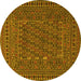 Round Southwestern Yellow Country Rug, tr3045yw