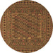 Round Southwestern Brown Country Rug, tr3045brn